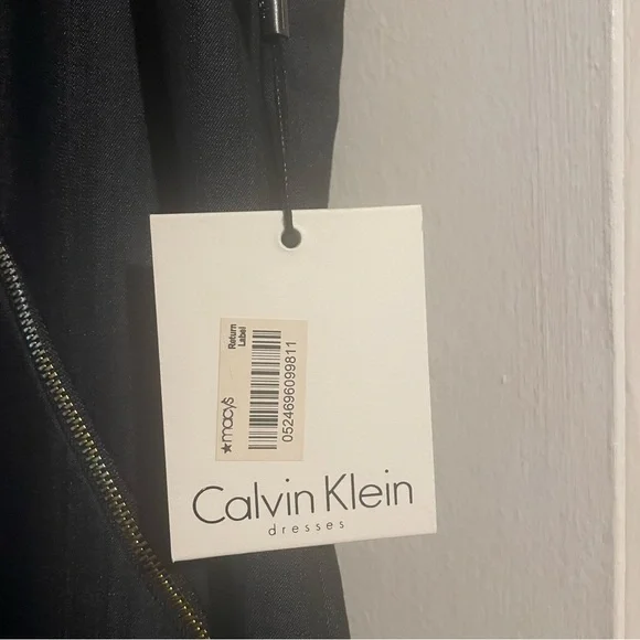 Calvin Klein Black Midi Dress with Gold Zippers - Picture 3 of 4